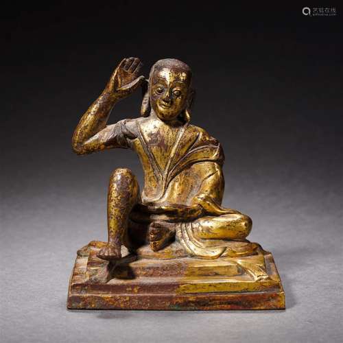 A Tibetan Bronze-gilt Milarepa