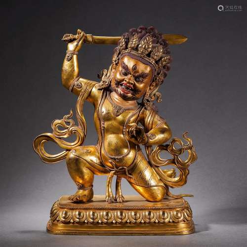 A Tibetan Bronze-gilt Acalavajra