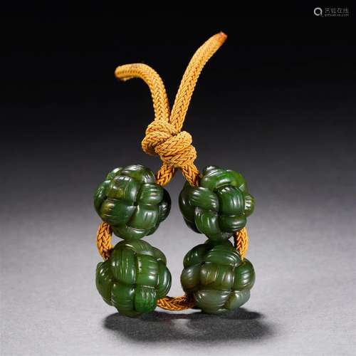 A Chinese Carved Jasper Jade Beads