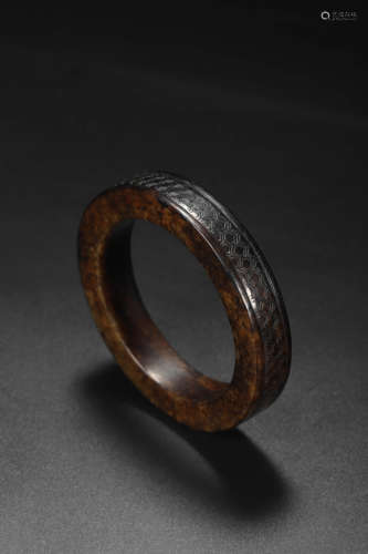 Carved Burnt Jade Bangle