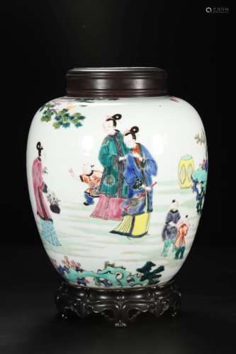 Famille Rose Figure Jar