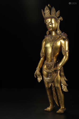 Gilt-Bronze Figure of Standing Guanyin