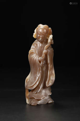 Carved Brownish Jade Lady