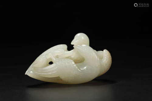 Carved Hetian Jade Beast Ornament