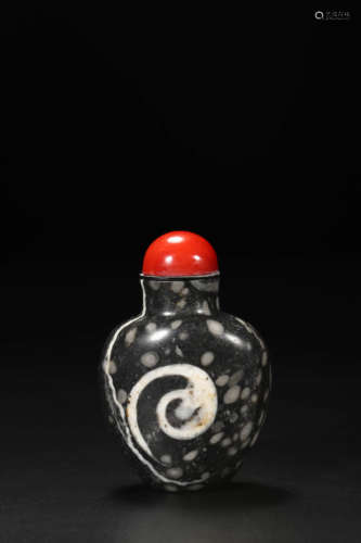 Carved Fossil Stone Snuff Bottle