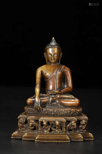 Twin-Color Bronze Figure of Shakyamuni