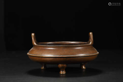 Bronze Double-Eared Tripod Censer