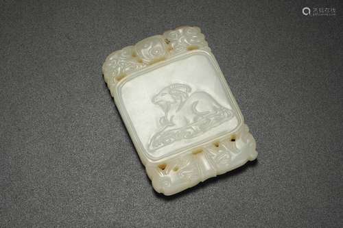 White Jade Ram Plaque