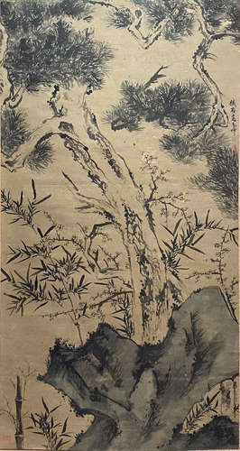 Chinese Fishing Painting Scroll, Gao Qipei Mark