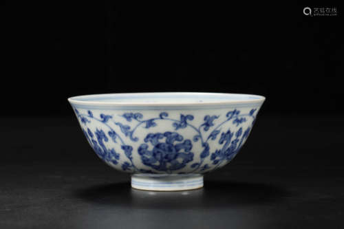 Blue and White Interlocking Lotus Bowl