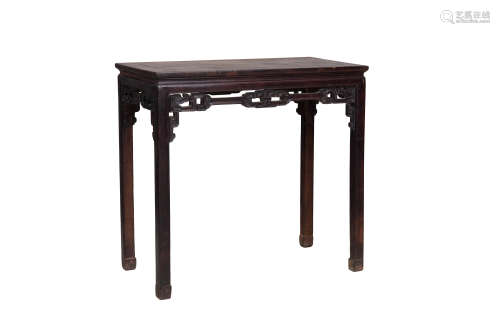 Carved Rosewood Corner-Leg Side Table