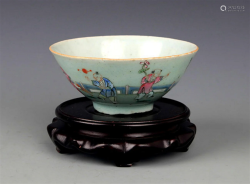 A FINE FAMILLE ROSE CHARACTER PATTERN BOWL