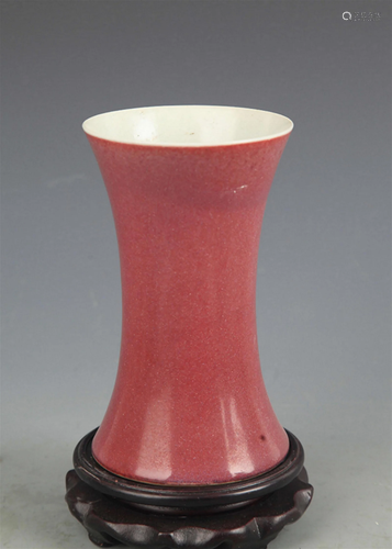 A RED COLOR GLAZE SMALL PORCELAIN VASE