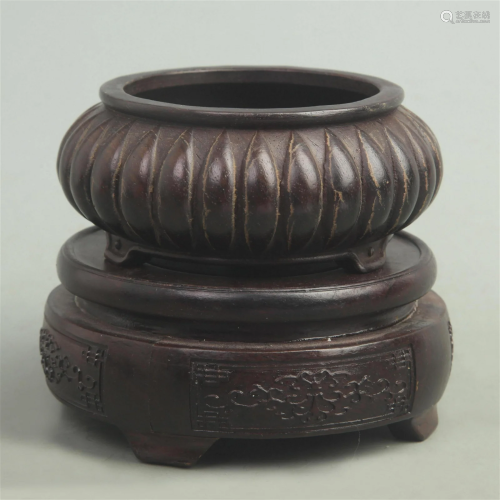 A FINE ROSEWOOD MADE THREE FOOT CENSER