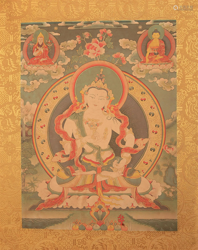 A FINE TIBETAN THANGKA "AJRASATTVA" ON PAPER