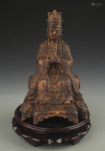 A BRONZE GOD OF WEALTH STATUE