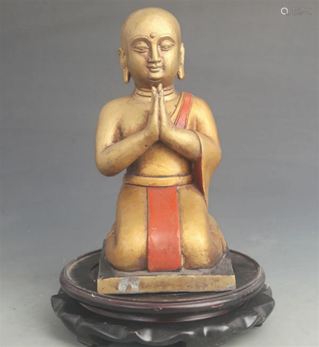 A FINE COLORED BRONZE AMITABHA BUDDHA STATUE