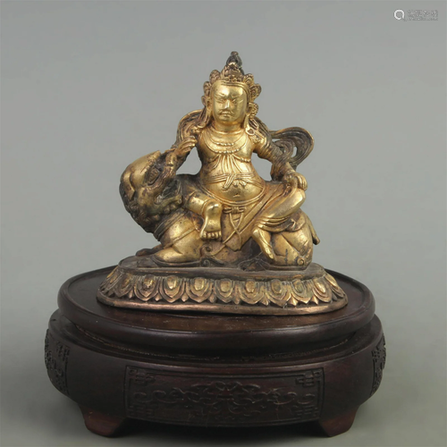 RARE GILT BRONZE GURU RINPOCHE STATUE