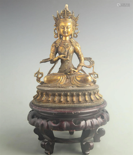 TIBETAN BUDDHISM BRONZE VAJRASATTVA STATUE