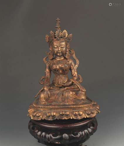 RARE TIBETAN BUDDHISM KSITIGARBHA BODHISATTVA SUTRA STATUE