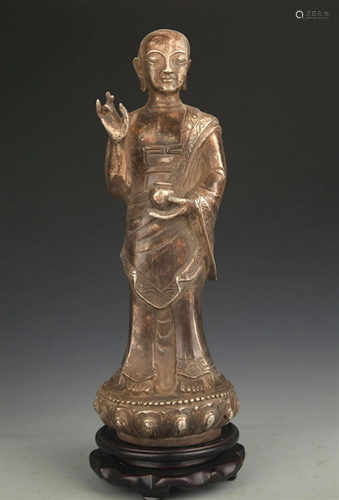 A SILVER COVERED VENERABLE RELIC STATUE