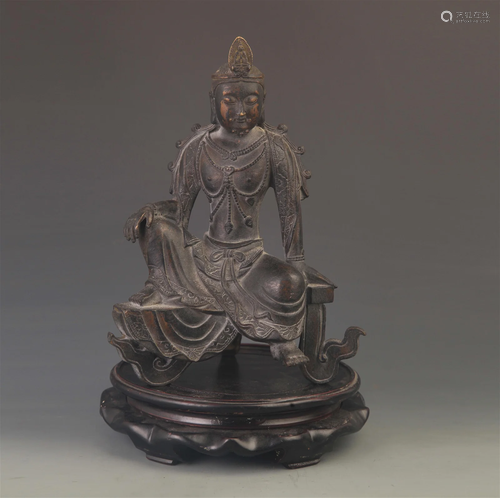 RARE FINE BRONZE GUAN YIN STATUE