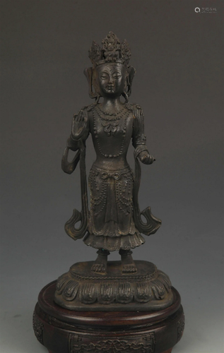 RARE FINE BRONZE BAO YUAN DU MU STATUE