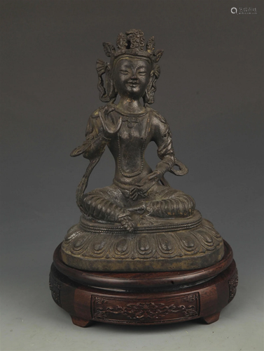 RARE FINE BRONZE JIE DE LUO JIA LIN TARA BRONZE STATUE