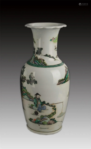 FAMILLE ROSE STORY PAINTED PORCELAIN VASE