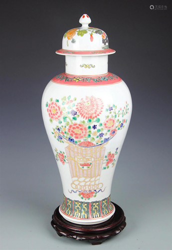 FAMILLE ROSE FLOWER PATTERN GENERAL JAR STYLE