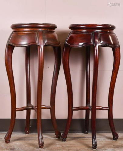 A Pair of Hardwood Plant Stands 20thC