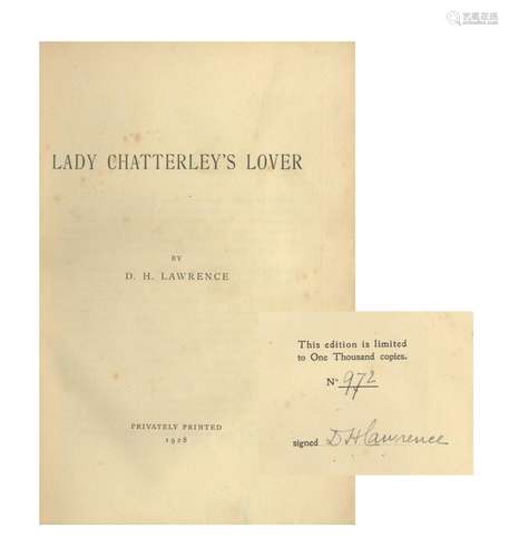 LAWRENCE (D.H.) Lady Chatterley's Lover, FIRST EDITION, NUMB...