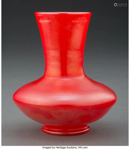 Tiffany Studios Red Favrile Glass Vase, circa 19