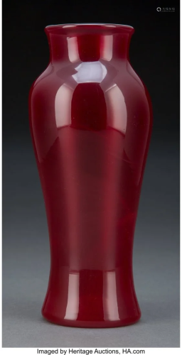 Tiffany Studios Red Favrile Glass Baluster Vase,