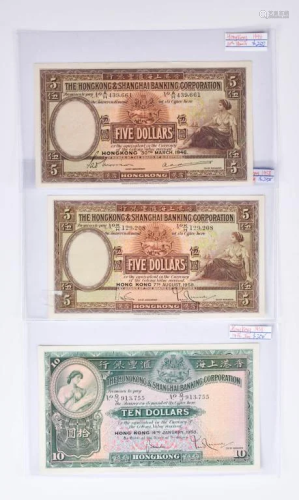 A Group of Hong Kong and Shanghai Bank Notes