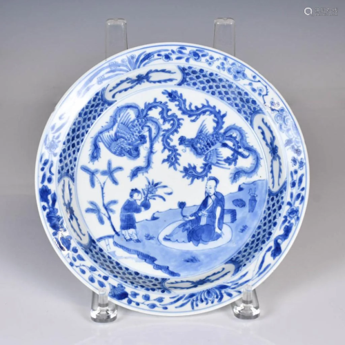 A Blue and White Plate 18thC