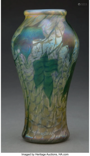 Tiffany Studios Decorated Favrile Glass Leaf and