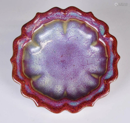 A Jun Glazed Lobed Plate