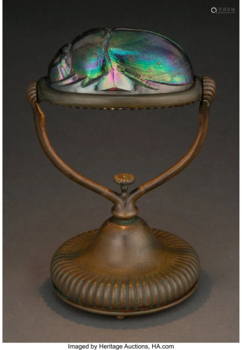 Tiffany Studios Favrile Glass and Patinated Bron