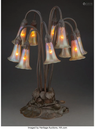 Tiffany Studios Favrile Glass and Patinated Bron