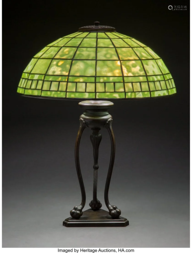 Tiffany Studios Favrile Glass and Patinated Geom