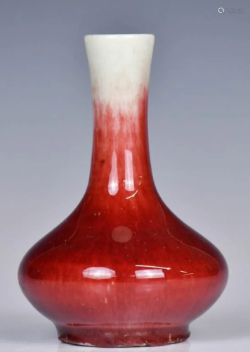 A Small Red Glazed Long Neck Bottle Vase 19thC
