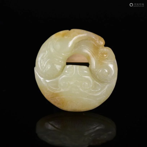 A White Jade Beast Carving Qing