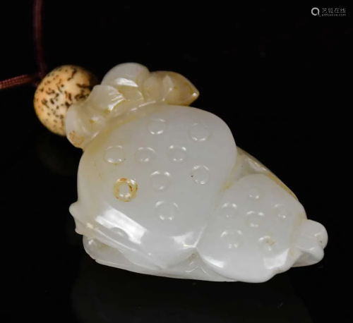 A White Jade Lotus Carving Qing