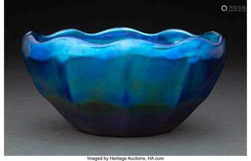 Tiffany Studios Blue Favrile Glass Bowl, circa 1