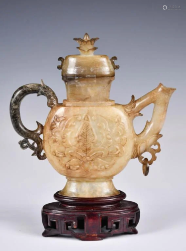 A Jade Wine Pot with Stand Republican Period