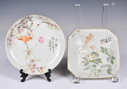 A Group of Two Qianjiang Cai dishes 19thC
