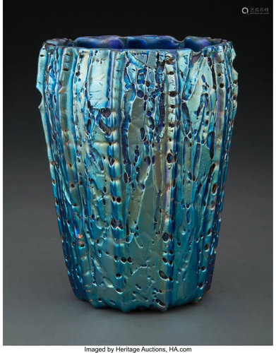 Durand Moorish Crackle Glass Vase, circa 1920 6-