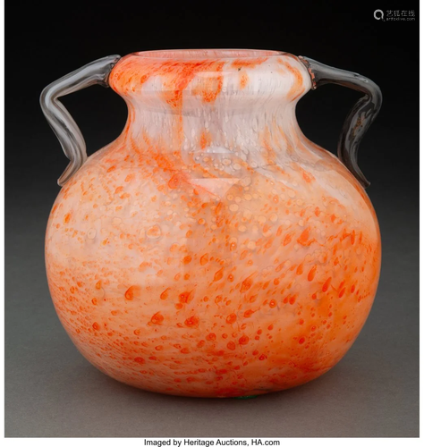 Durand Kimble Glass Two-Handled Vase, circa 1920