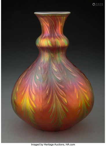 Large Charles Lotton Iridescent Glass Vase, 1994